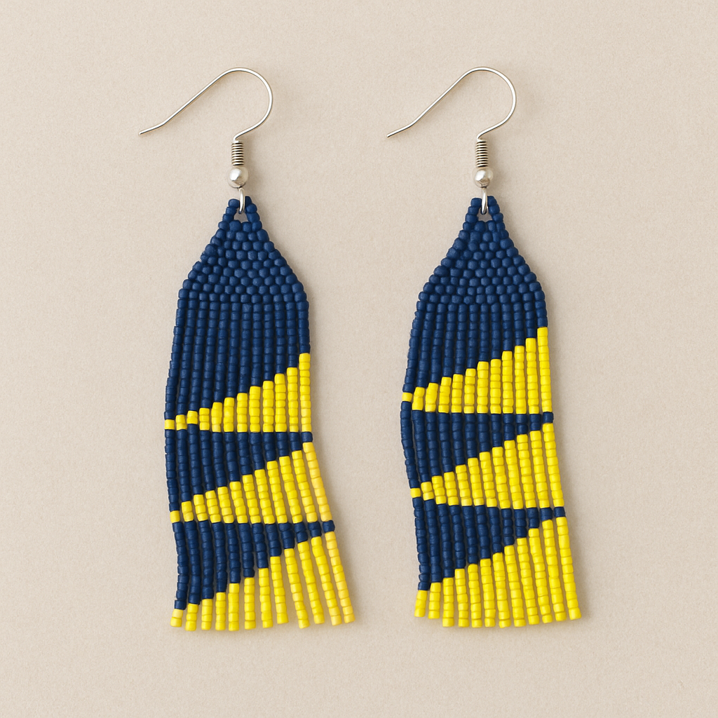 Bliss Beaded Earrings – Navy Blue & Yellow