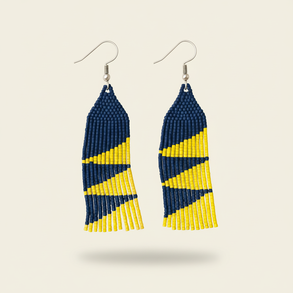 Bliss Beaded Earrings – Navy Blue & Yellow