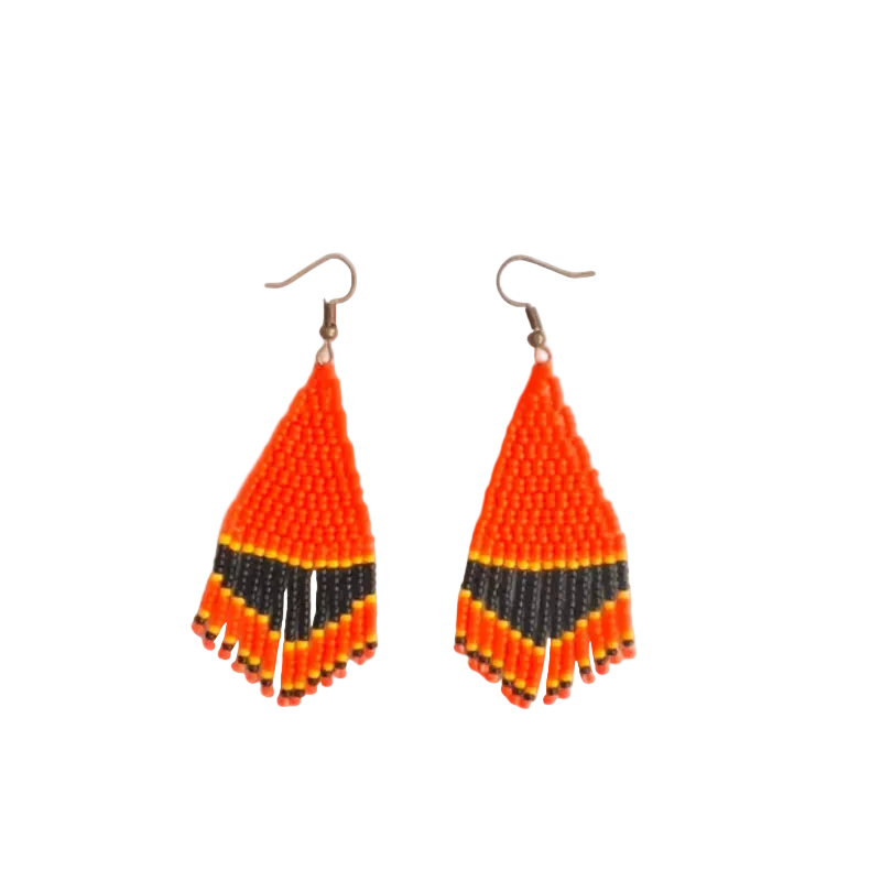 Poise Beaded Earrings – Orange, Black & Yellow