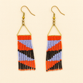 Bliss Beaded Fringe Earrings – Orange, Violet & Black