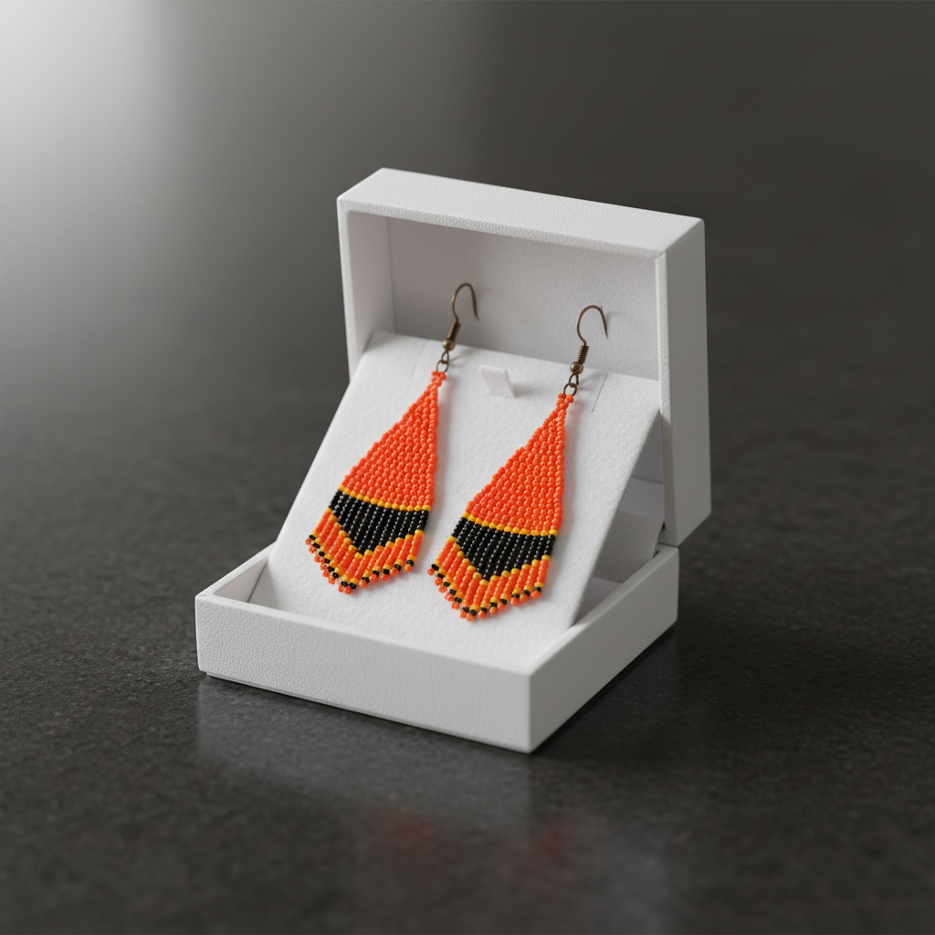 Poise Beaded Earrings – Orange, Black & Yellow