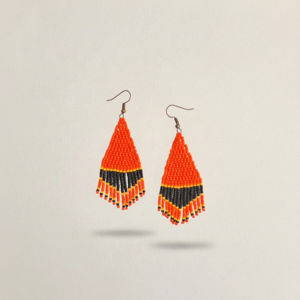 Poise Beaded Earrings – Orange, Black & Yellow