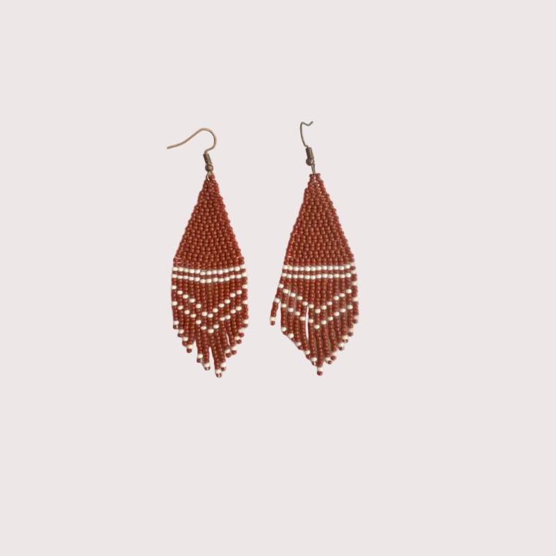 Poise Beaded Earrings – Brown & White