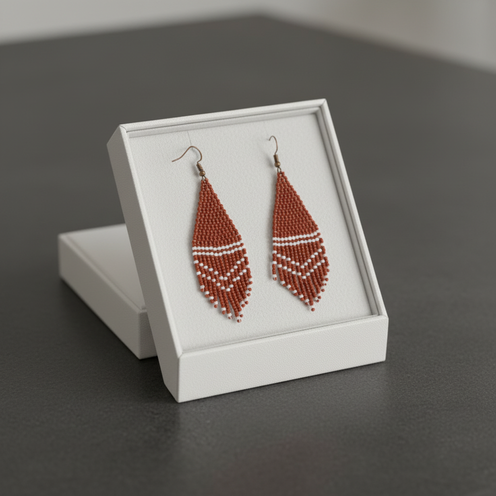 Poise Beaded Earrings – Brown & White