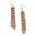 Adorn Linear Fringe Earrings – Orange, Black & White