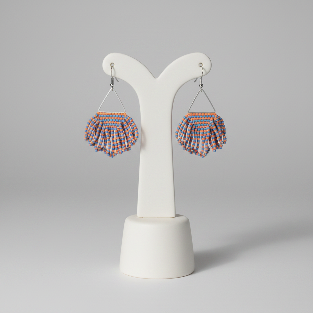 Arise Fringe Earrings – Orange & Blue