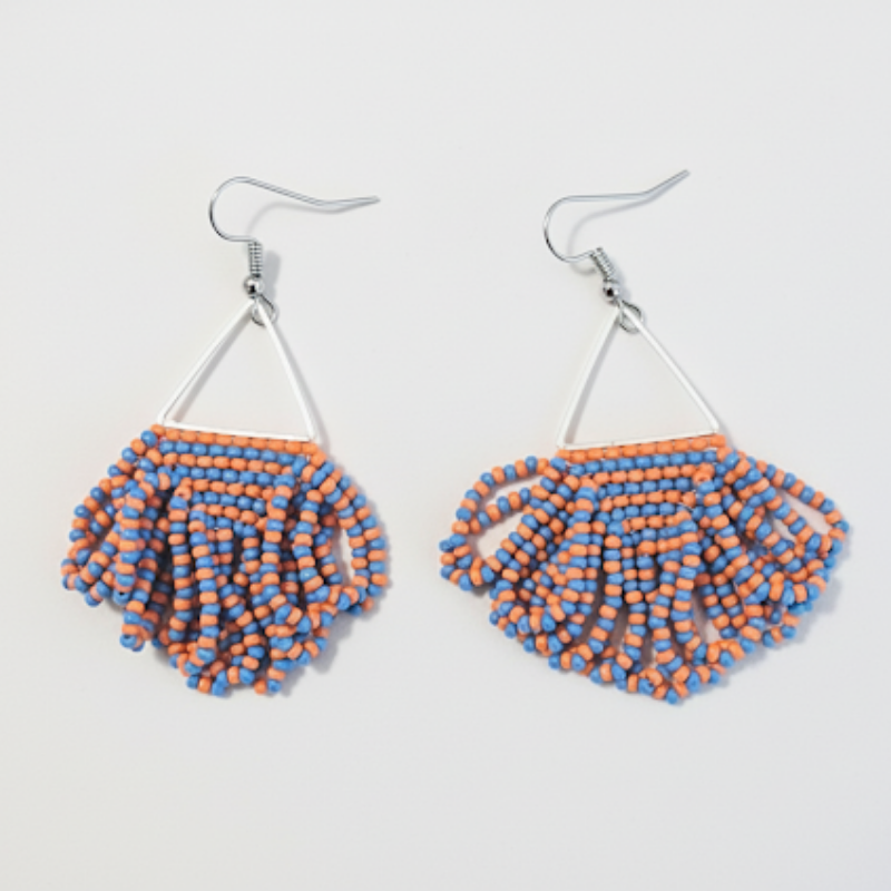 Arise Fringe Earrings – Orange & Blue
