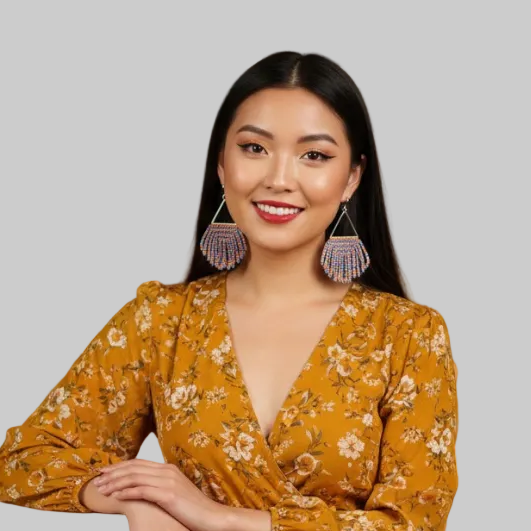 Arise Fringe Earrings – Orange & Blue