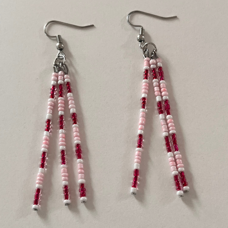 Jael Beaded Pin Earrings – Pink & Burgundy