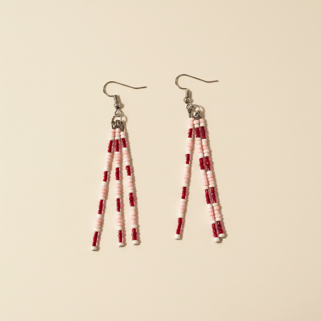 Jael Beaded Pin Earrings – Pink & Burgundy