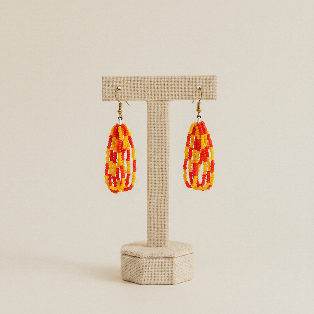 Eti Beaded Dangle Earrings – Yellow & Red