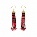 Adorn Linear Fringe Earrings – Red, Black & Gold