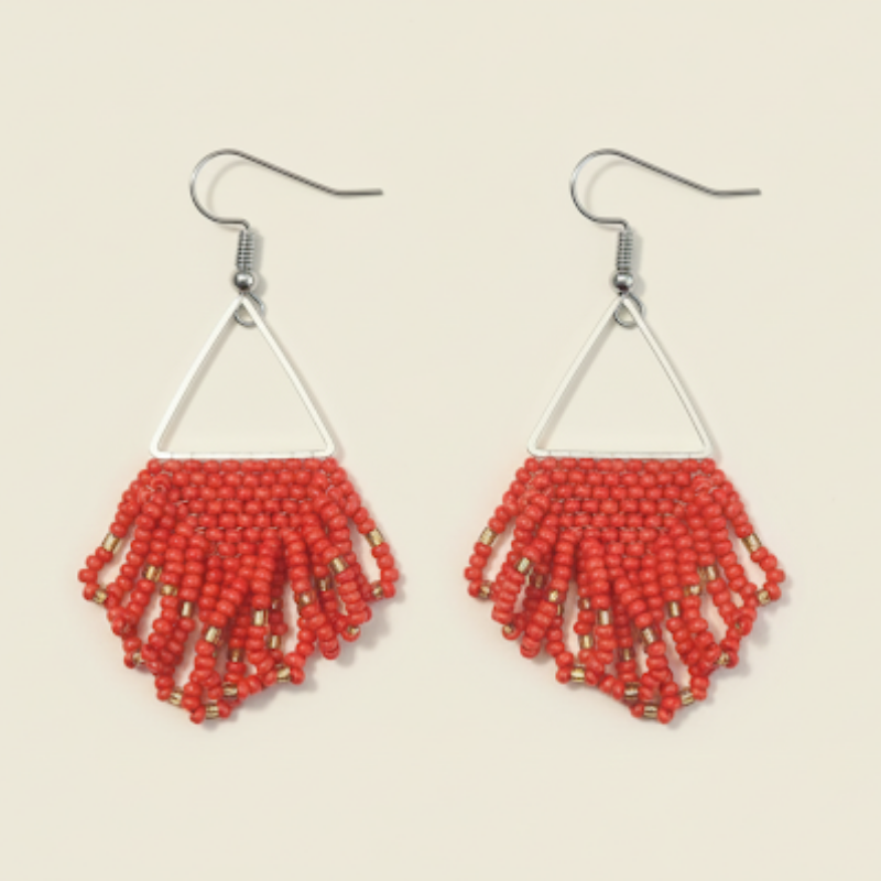 Arise Fringe Earrings – Red & Gold