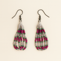 Eti Beaded Dangle Earrings – Pearl White, Fuchsia & Green