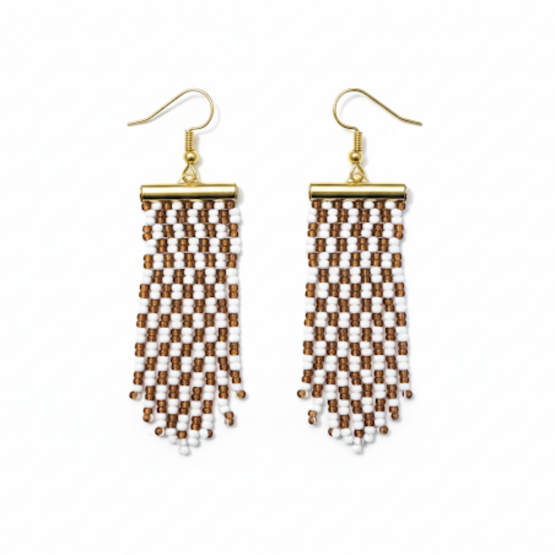 Adorn Linear Fringe Earrings – Topaz & White