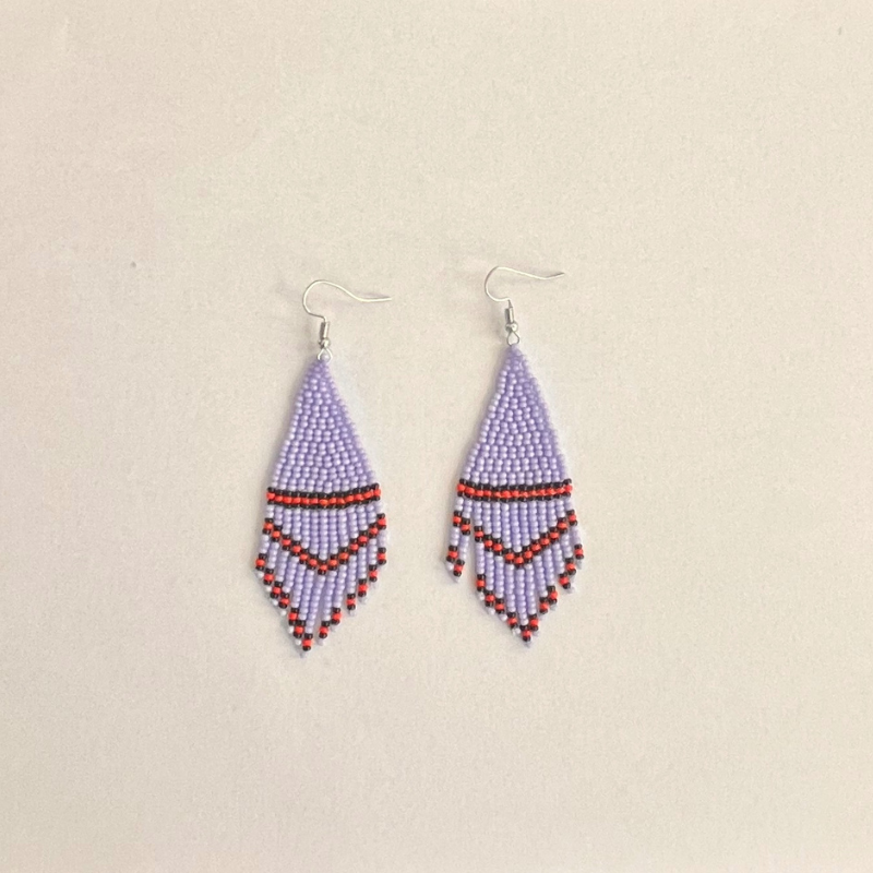 Poise Beaded Earrings – Violet, Black & Red