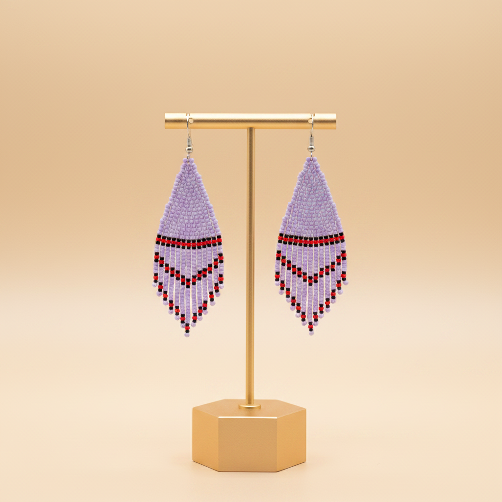 Poise Beaded Earrings – Violet, Black & Red