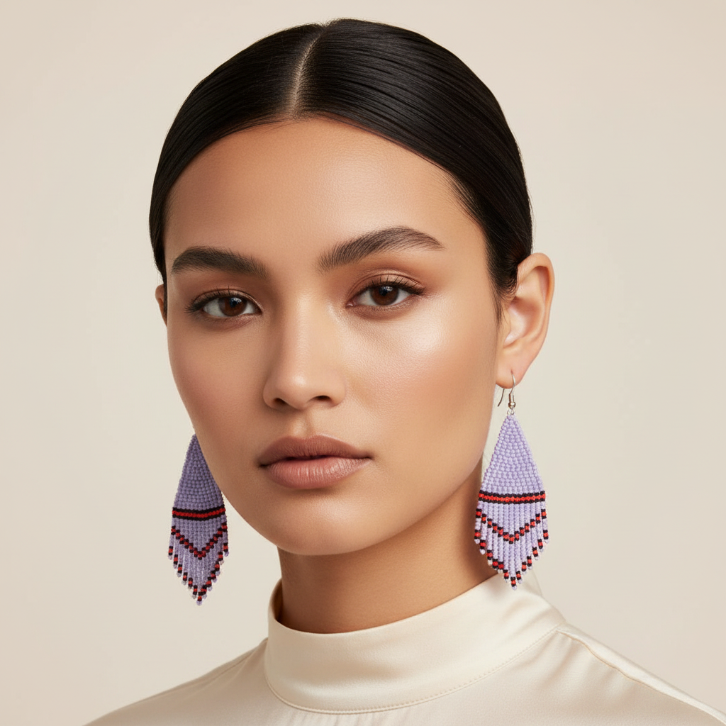 Poise Beaded Earrings – Violet, Black & Red