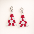 Blitz Drop Earrings – White & Dark Red