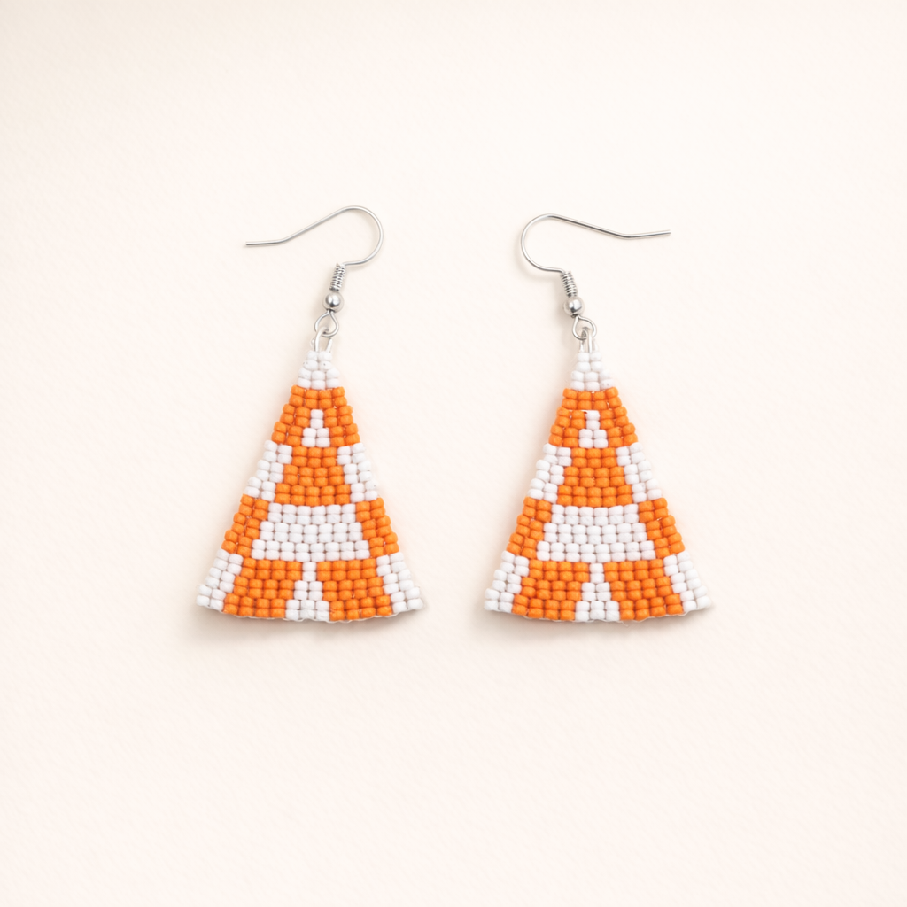 Blitz Drop Earrings – Orange & White