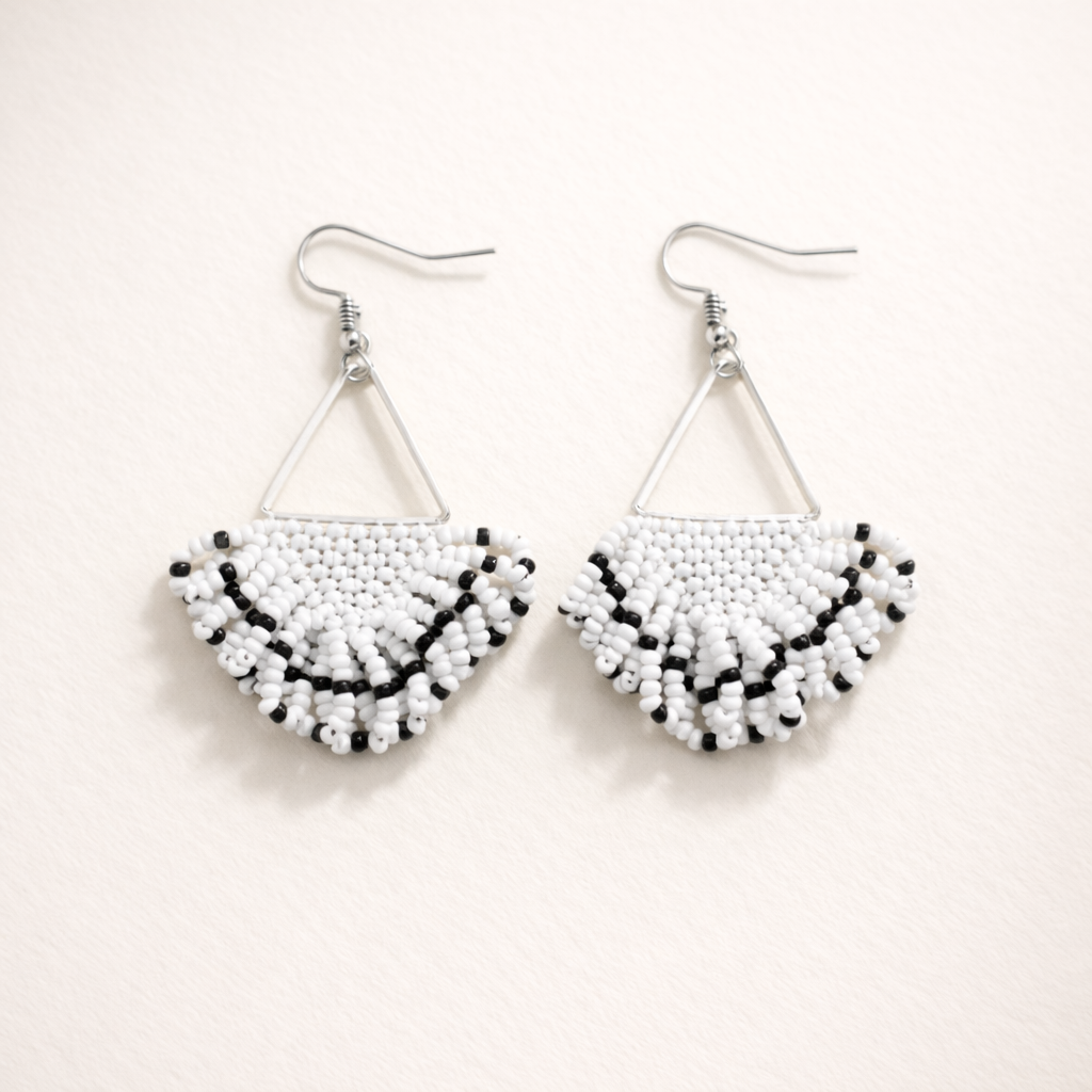 Arise Beaded Earrings – White & Black