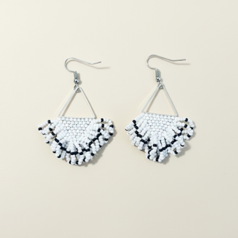 Arise Beaded Earrings – White & Black