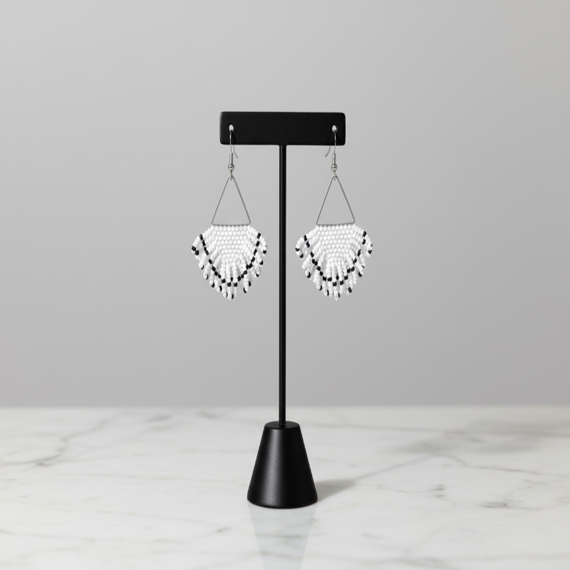 Arise Beaded Earrings – White & Black