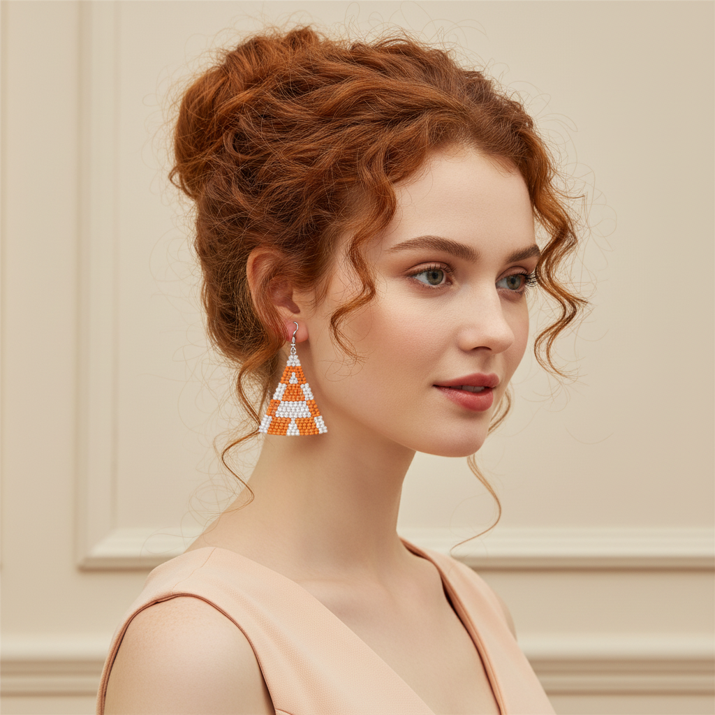 Blitz Drop Earrings – Orange & White
