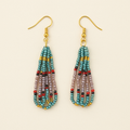 Eti Beaded Dangle Earrings – Blue, Gold & Burgundy