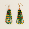 Eti Beaded Dangle Earrings – Green, Yellow & Orange