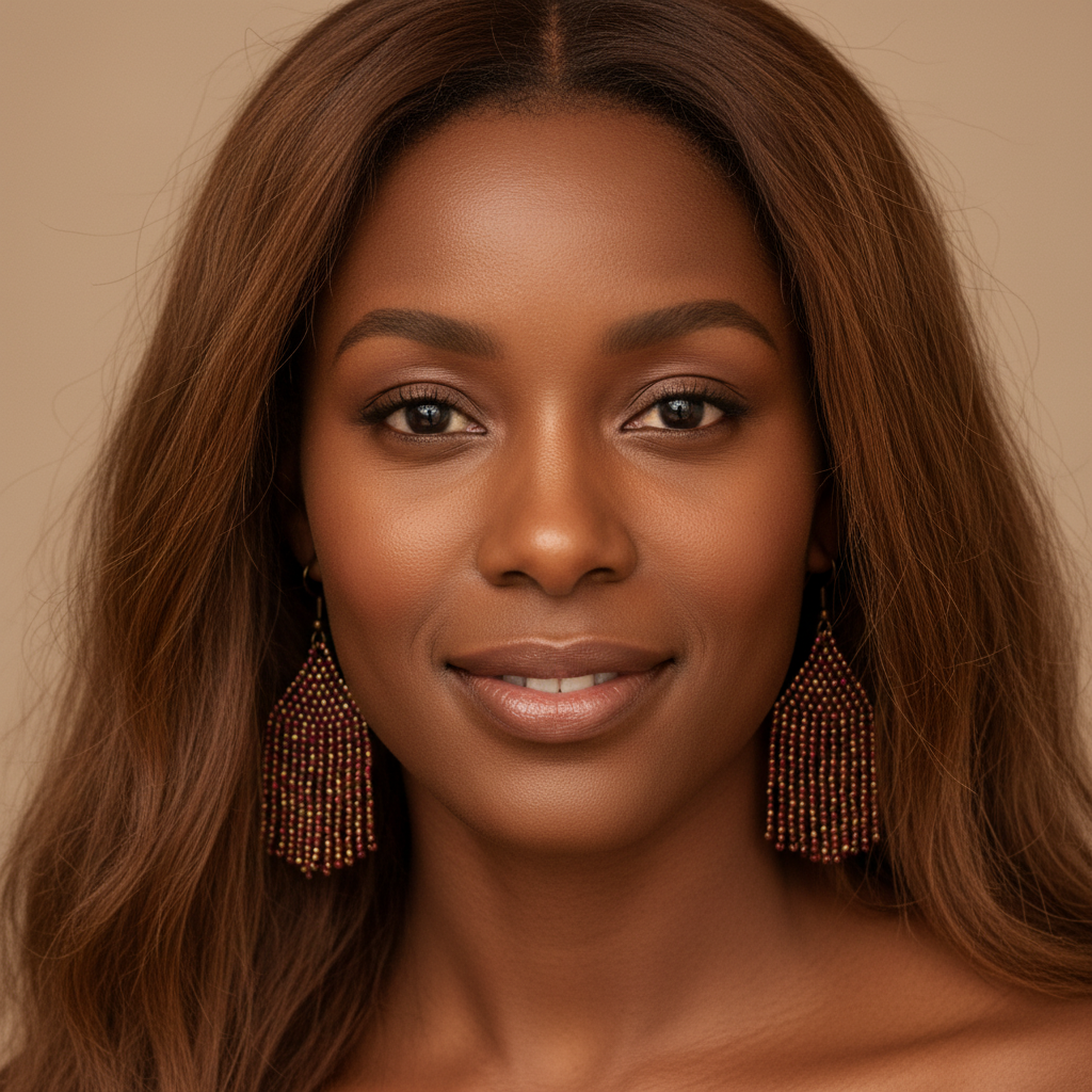 Hannah Beaded Fringe Earrings – Burgundy & Gold