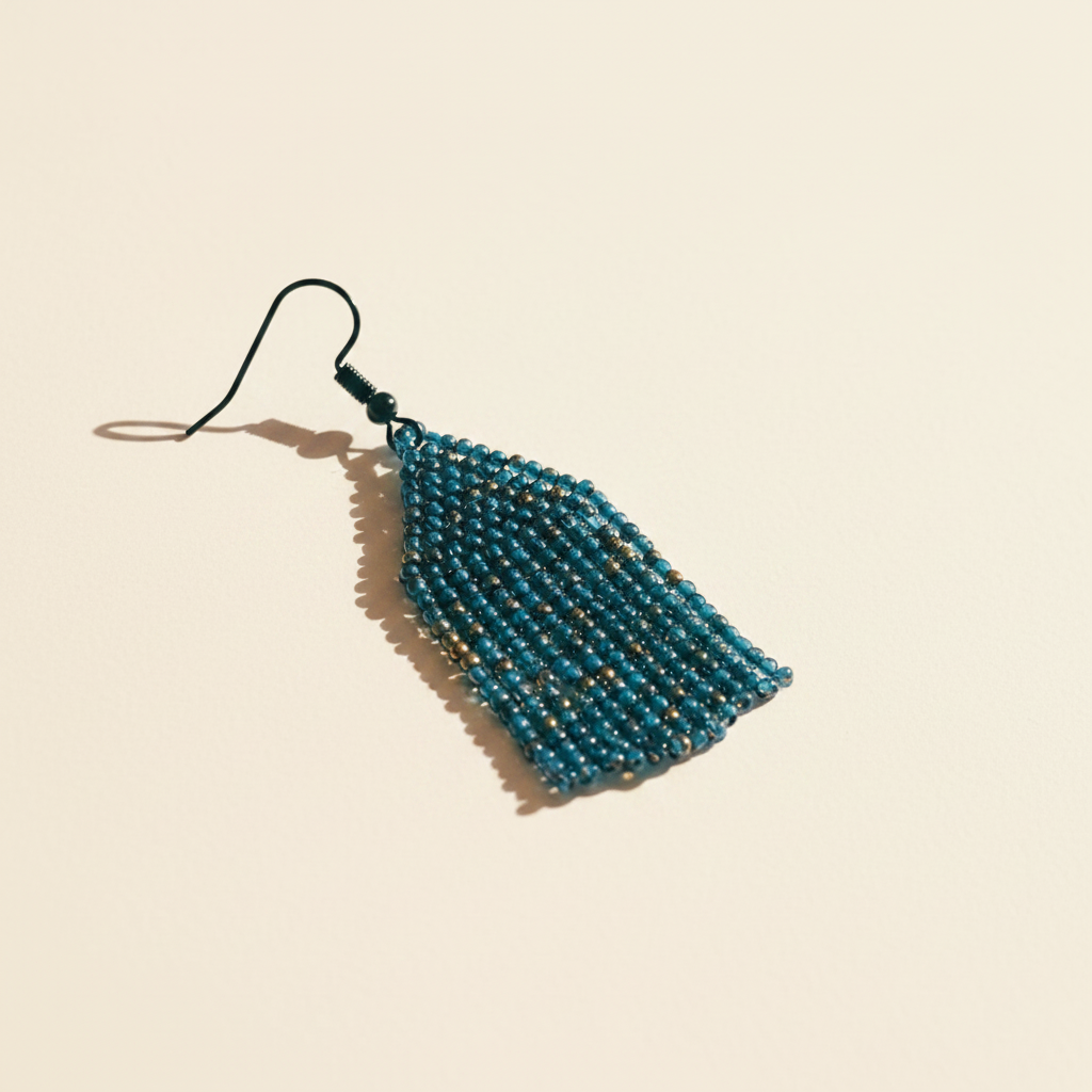 Hannah Beaded Fringe Earrings – Navy & Gold